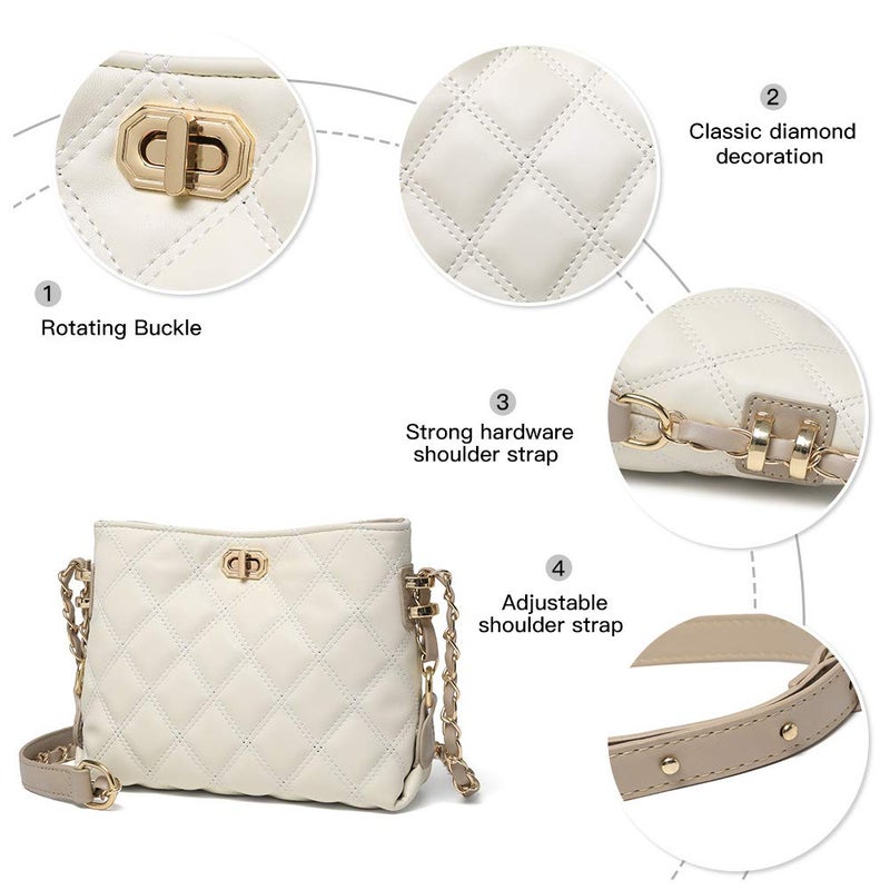 Sivim Small Crossbody Bags for Women Purses Fashion Leather Lightweight Handbags Shoulder Bag(Beige) - Image 4